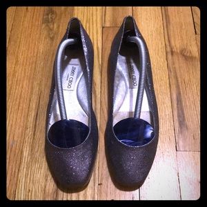 JIMMY CHOO London Glitter Round Toe Flats